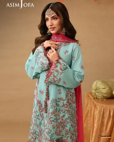 Asim Jofa AJULIF-02 Embroidered Raw Silk Unstitched 3 Pcs