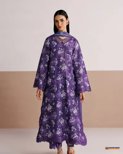 FARASHA- Voilet Noir | Unstitch Pakistani Three Piece dress