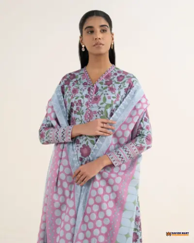 Sapphire Intermix ’26- Ice Blue | Unstitch Pakistani Three Pcs Lawn Dress