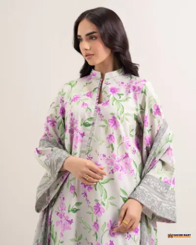 Sapphire Intermix ’26- Light Gray | Unstitch Pakistani Three Pcs Lawn Dress