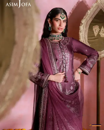 Asim Jofa AJULFI-03 Embroidered Charmeuse Silk Unstitched 3 Pcs