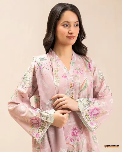 BEECHTREE ROSY SYMPHONY 3 Piece Lawn Suit | Unstitched Pakistani Dress