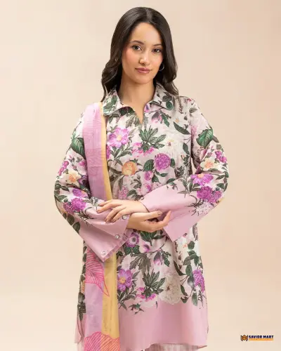BeechTree ROSEVINE PLAID 3 Piece Lawn Suit | Unstitched Pakistani Dress
