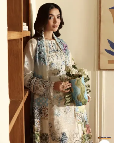 RAMSHA ANDAAZ Z-1305 Unstitch Pakistani Embroidered Luxury LawnThree Piece dress