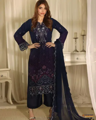 NOOR MAHAL-5 Luxury EMB Chiffon Dress by Bin Hameed
