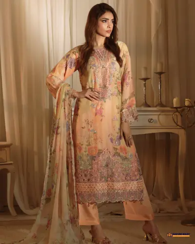NOOR MAHAL-6 Luxury EMB Chiffon Dress by Bin Hameed