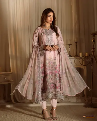 NOOR MAHAL-2 Luxury EMB Chiffon Dress by Bin Hameed