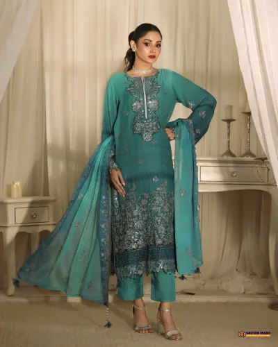 NOOR MAHAL-3 Luxury EMB Chiffon Dress by Bin Hameed