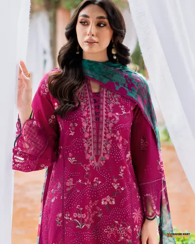 RAMSHA ANDAAZ Z-1205 Unstitch Pakistani Embroidered Luxury LawnThree Piece dress