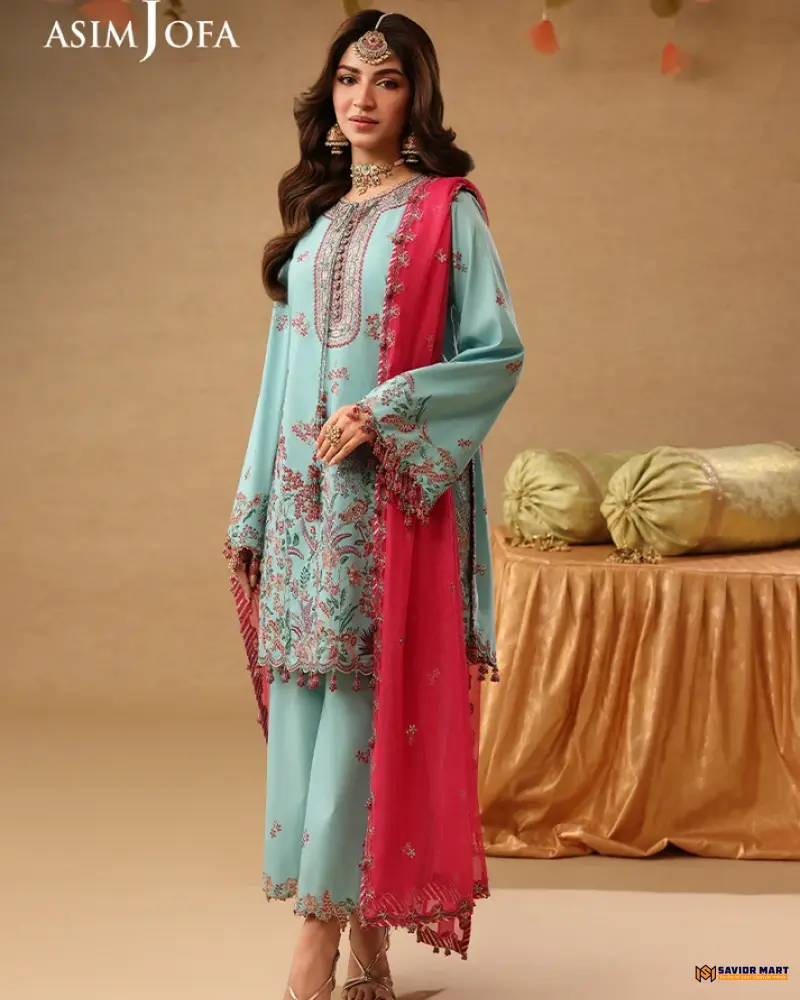 Asim Jofa AJULIF-02 Embroidered Raw Silk Unstitched 3 Pcs