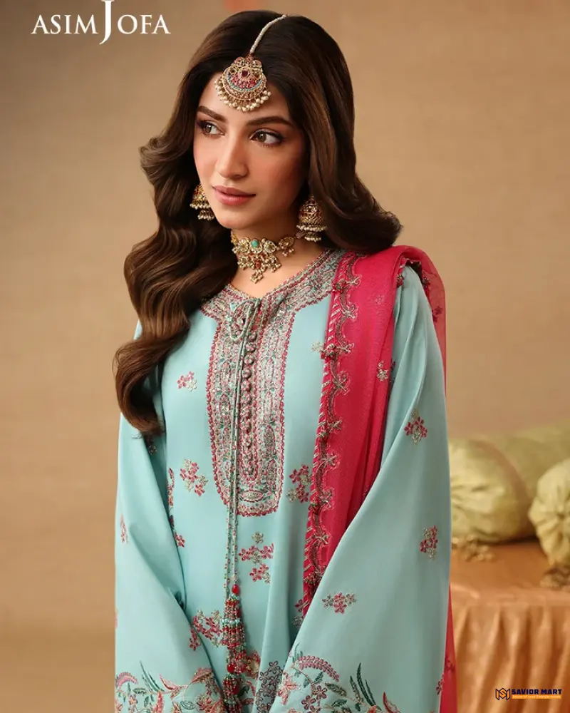 Asim Jofa AJULIF-02 Embroidered Raw Silk Unstitched 3 Pcs