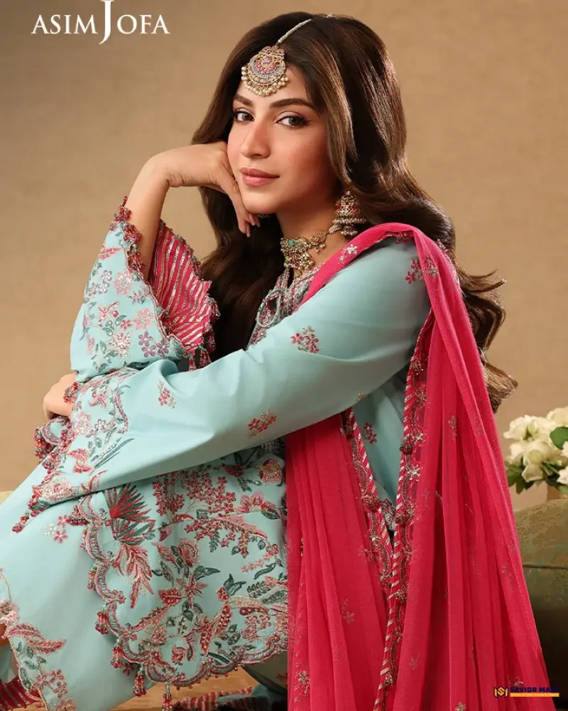Asim Jofa AJULIF-02 Embroidered Raw Silk Unstitched 3 Pcs