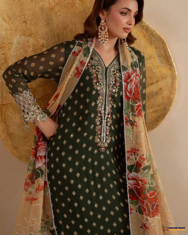 NUREH LUXURY CHIFFON AM-33 | Unstitch Pakistani Three Piece dress