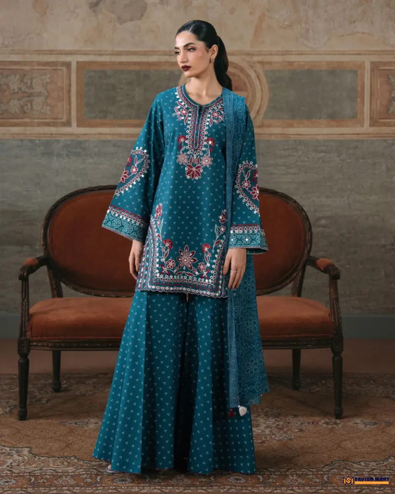 SAPPHIRE ANDAZ- 3 Piece - Embroidered Lawn Suit