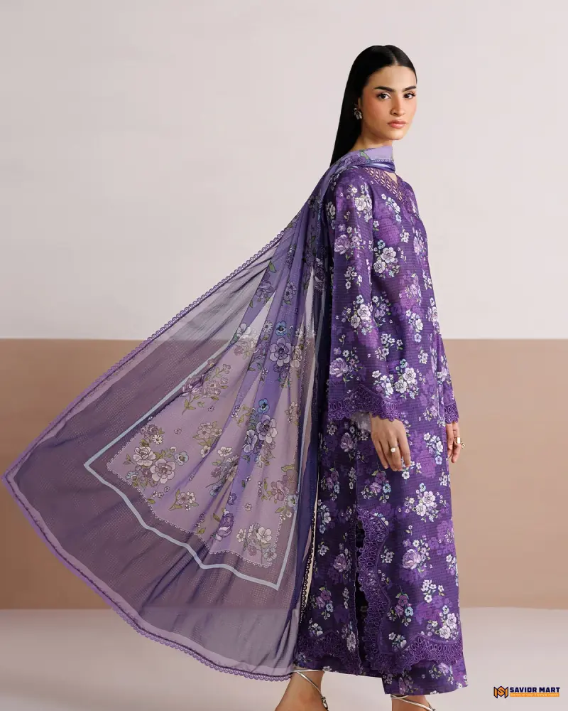 FARASHA- Voilet Noir | Unstitch Pakistani Three Piece dress