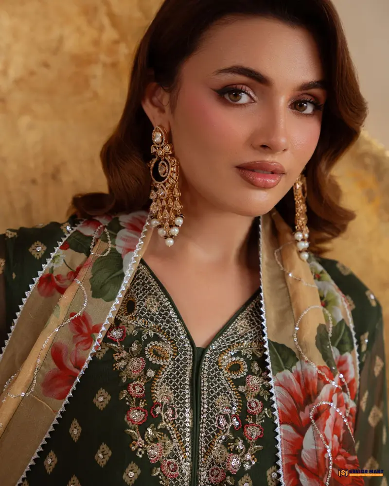NUREH LUXURY CHIFFON AM-33 | Unstitch Pakistani Three Piece dress