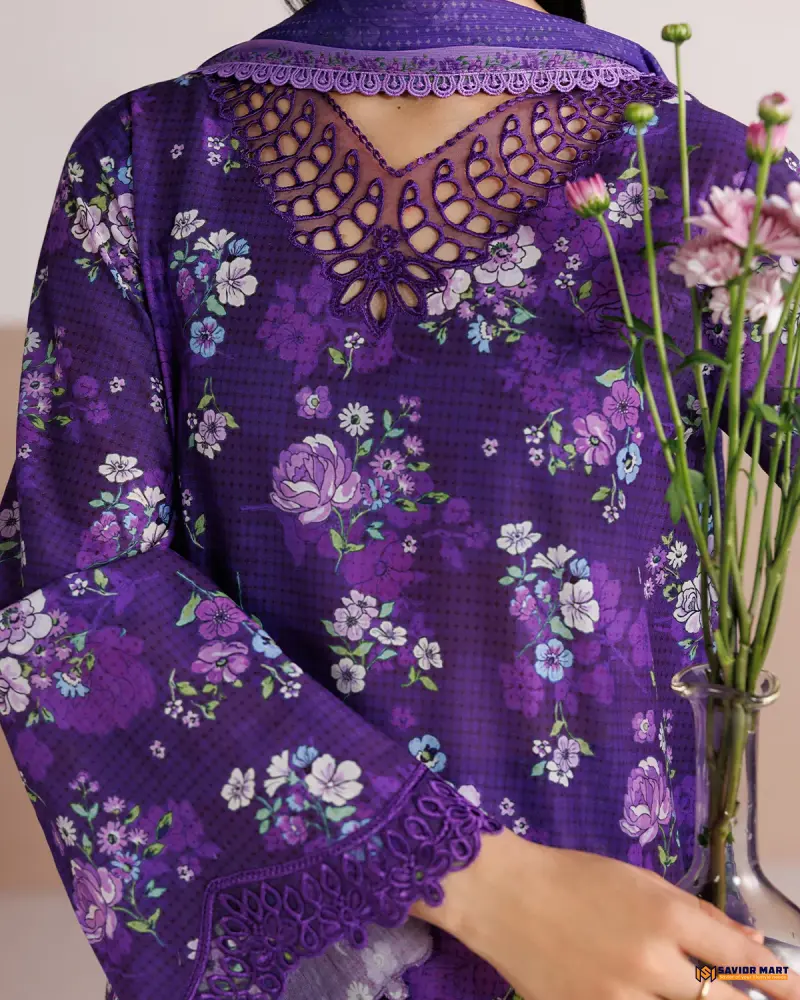 FARASHA- Voilet Noir | Unstitch Pakistani Three Piece dress