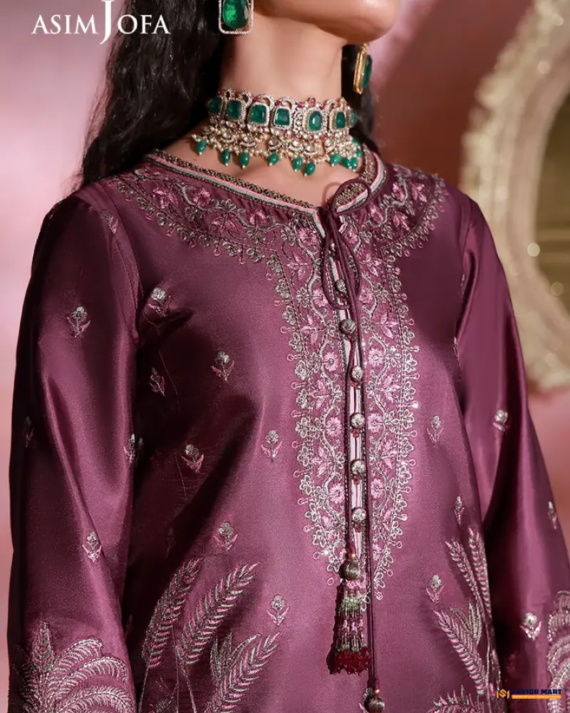Asim Jofa AJULFI-03 Embroidered Charmeuse Silk Unstitched 3 Pcs