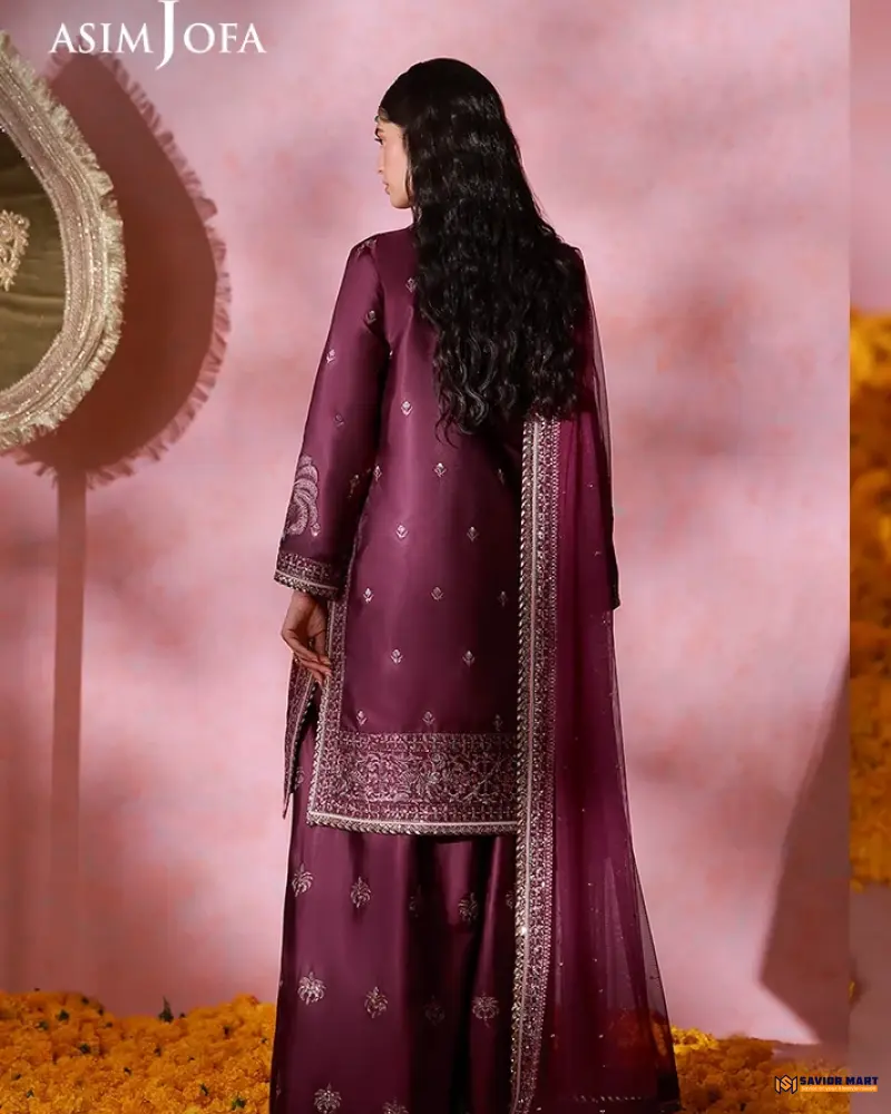 Asim Jofa AJULFI-03 Embroidered Charmeuse Silk Unstitched 3 Pcs