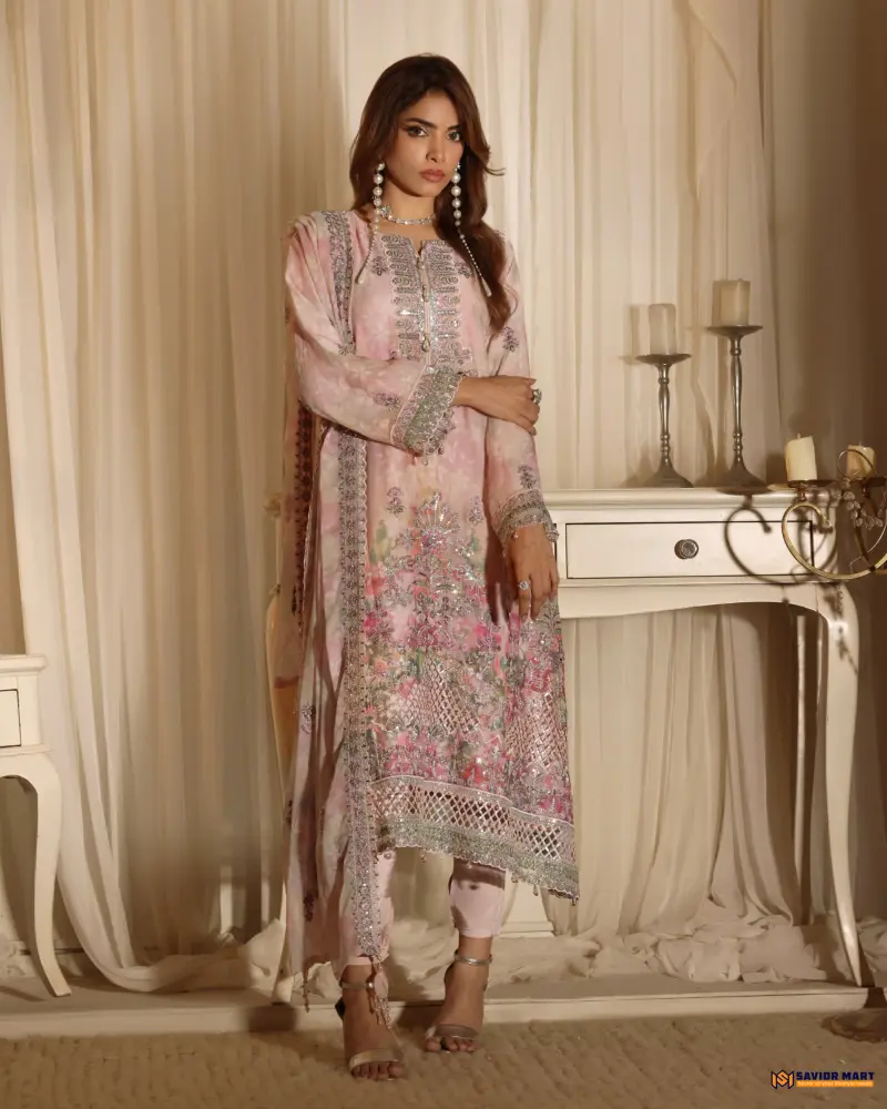 NOOR MAHAL-2 Luxury EMB Chiffon Dress by Bin Hameed