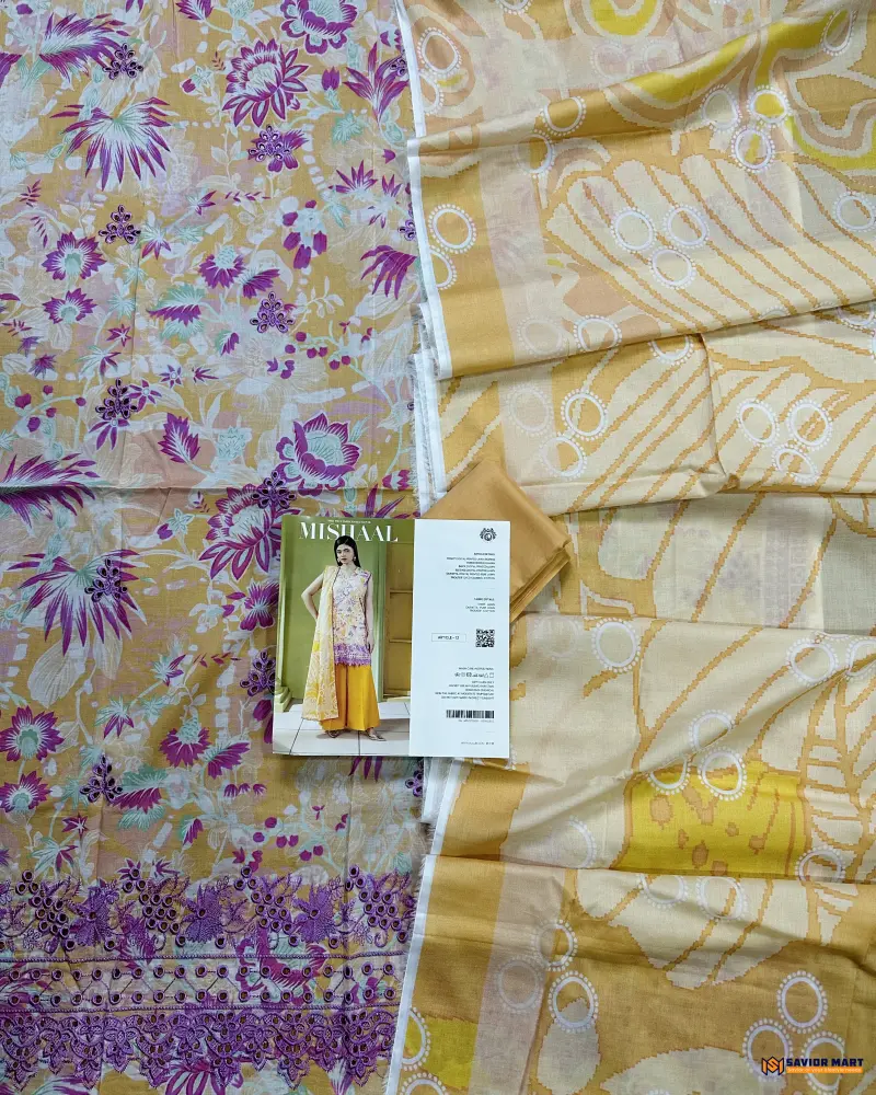Mishaal Vol-9 | ART-12 Unstitch Pakistani Three Piece dress by GullJee