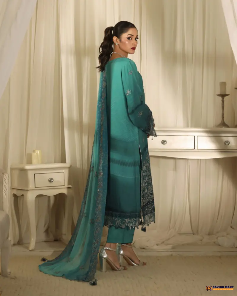 NOOR MAHAL-3 Luxury EMB Chiffon Dress by Bin Hameed