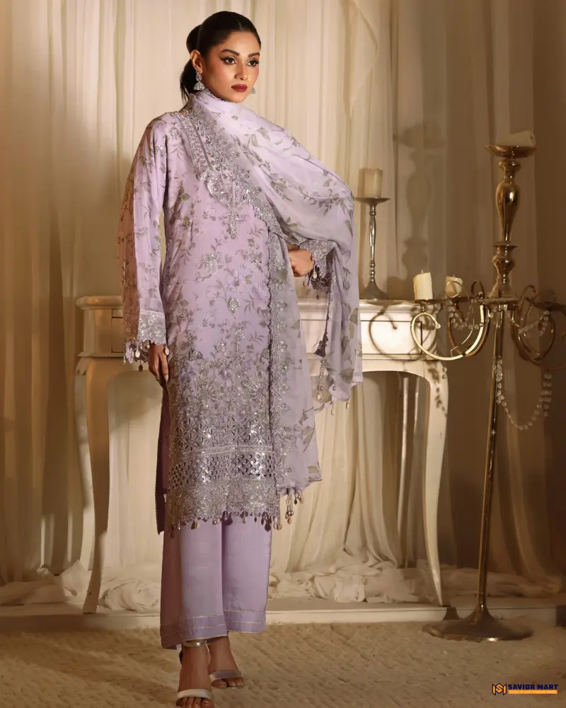 NOOR MAHAL-4 Luxury EMB Chiffon Dress by Bin Hameed