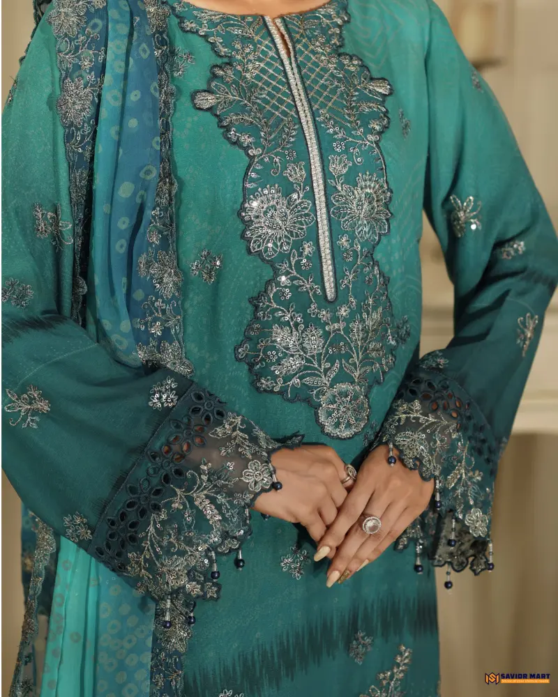 NOOR MAHAL-3 Luxury EMB Chiffon Dress by Bin Hameed