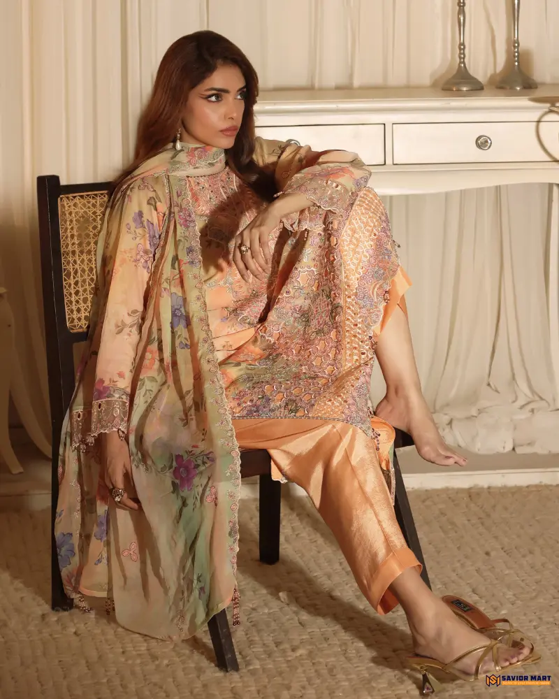 NOOR MAHAL-6 Luxury EMB Chiffon Dress by Bin Hameed