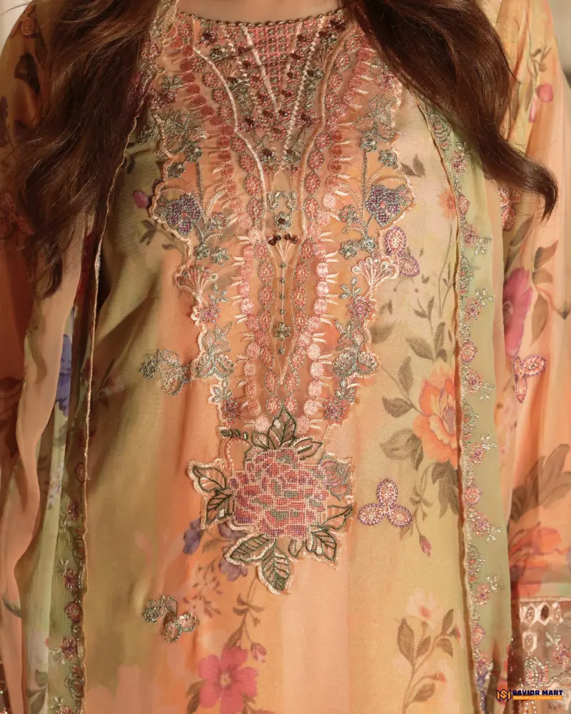 NOOR MAHAL-6 Luxury EMB Chiffon Dress by Bin Hameed