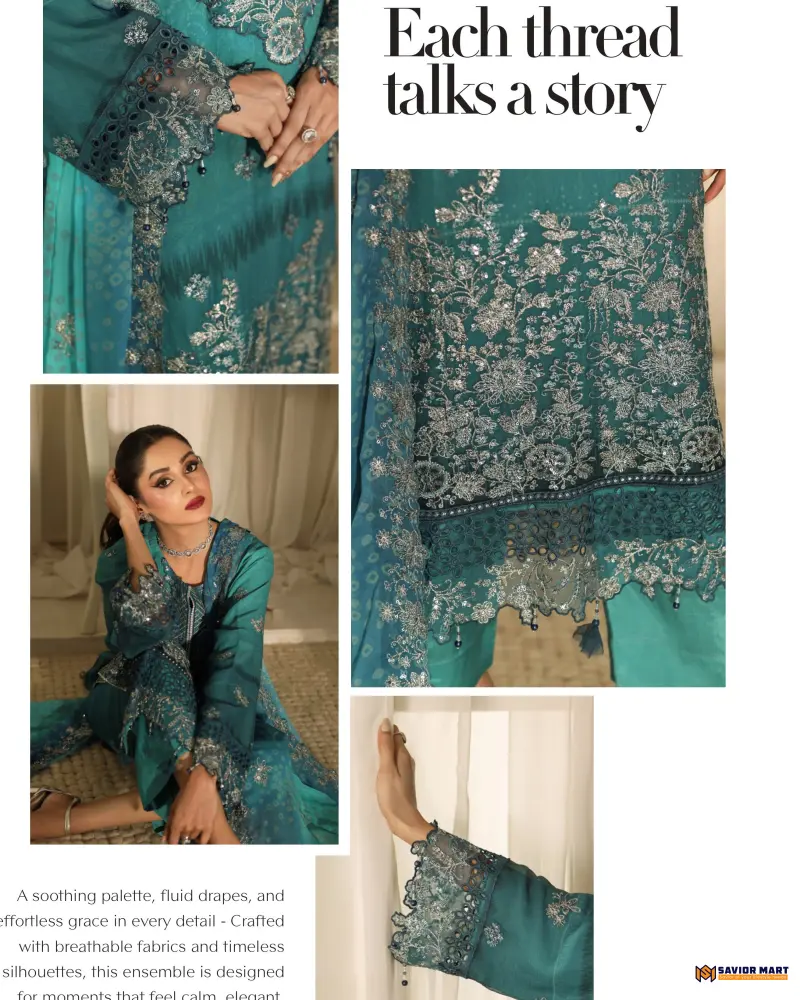 NOOR MAHAL-3 Luxury EMB Chiffon Dress by Bin Hameed