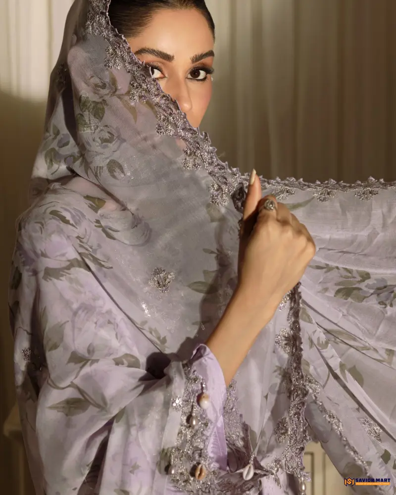 NOOR MAHAL-4 Luxury EMB Chiffon Dress by Bin Hameed
